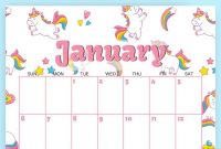 Cute Unicorn   Calendar  Free Printable  Planners  Free with Blank Calendar Template For Kids