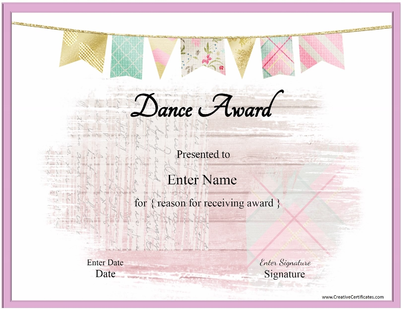 Dance Award Certificate Template  Wosing Template Design within Dance Certificate Template