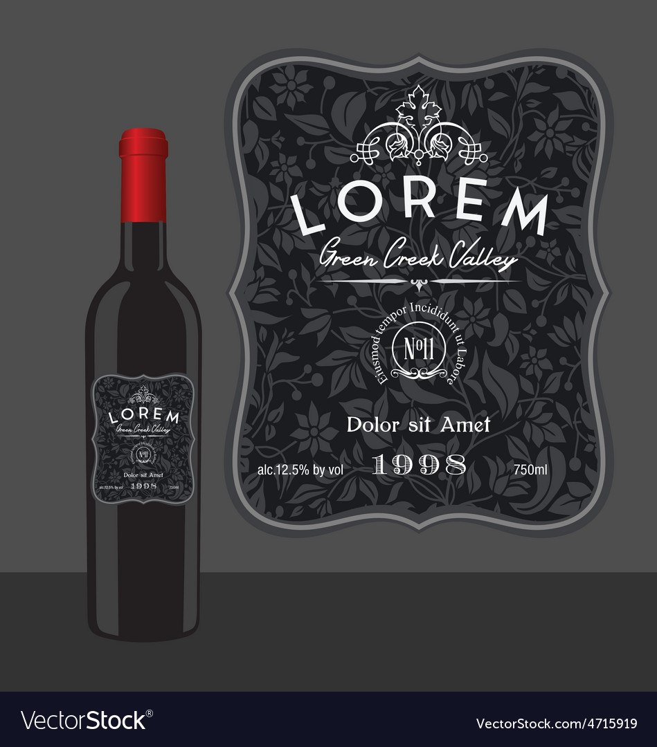 Decorative Wine Bottle Label Template Royalty Free Vector for Template For Wine Bottle Labels
