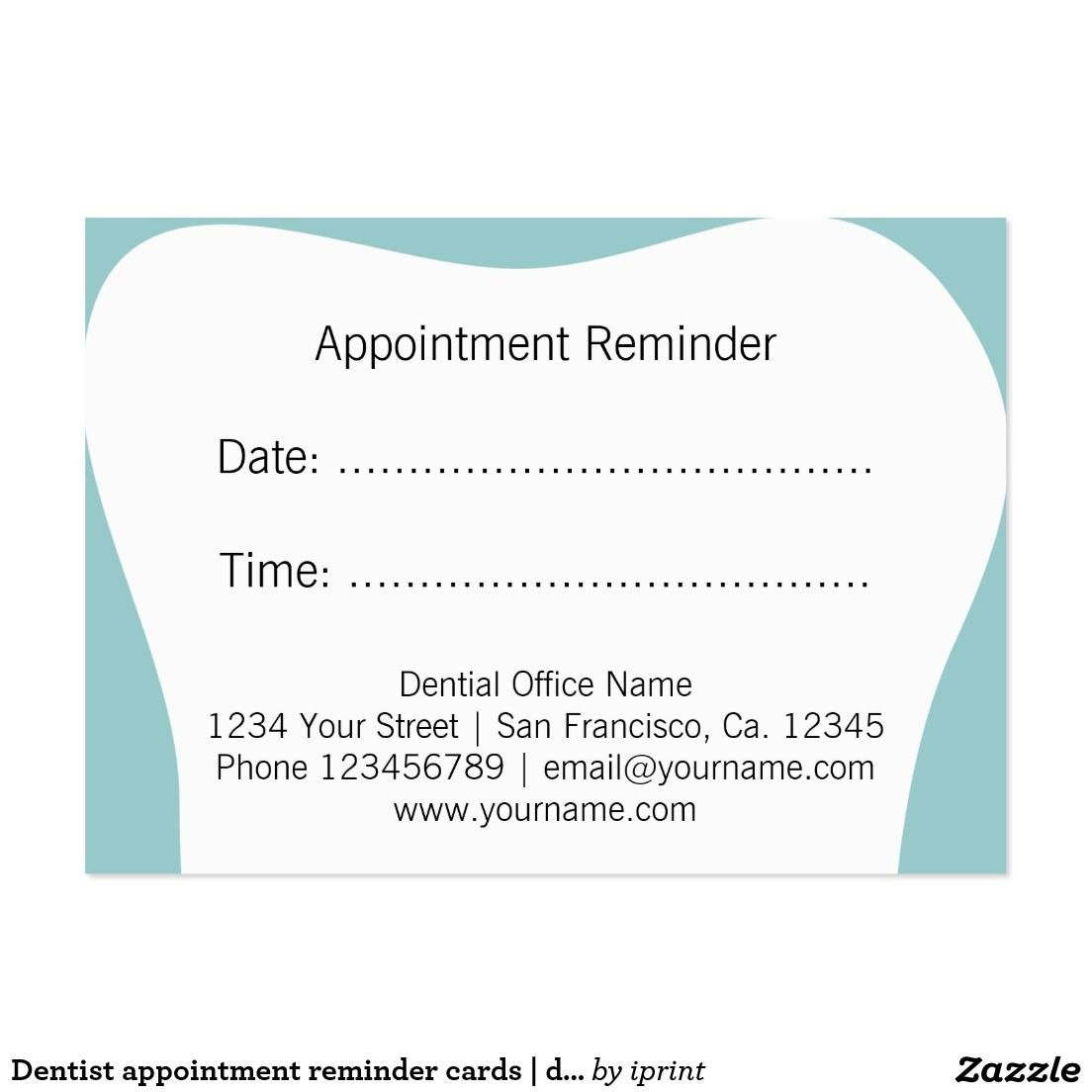 Dentist Appointment Reminder Cards  Dental Office  Zazzle in Dentist Appointment Card Template