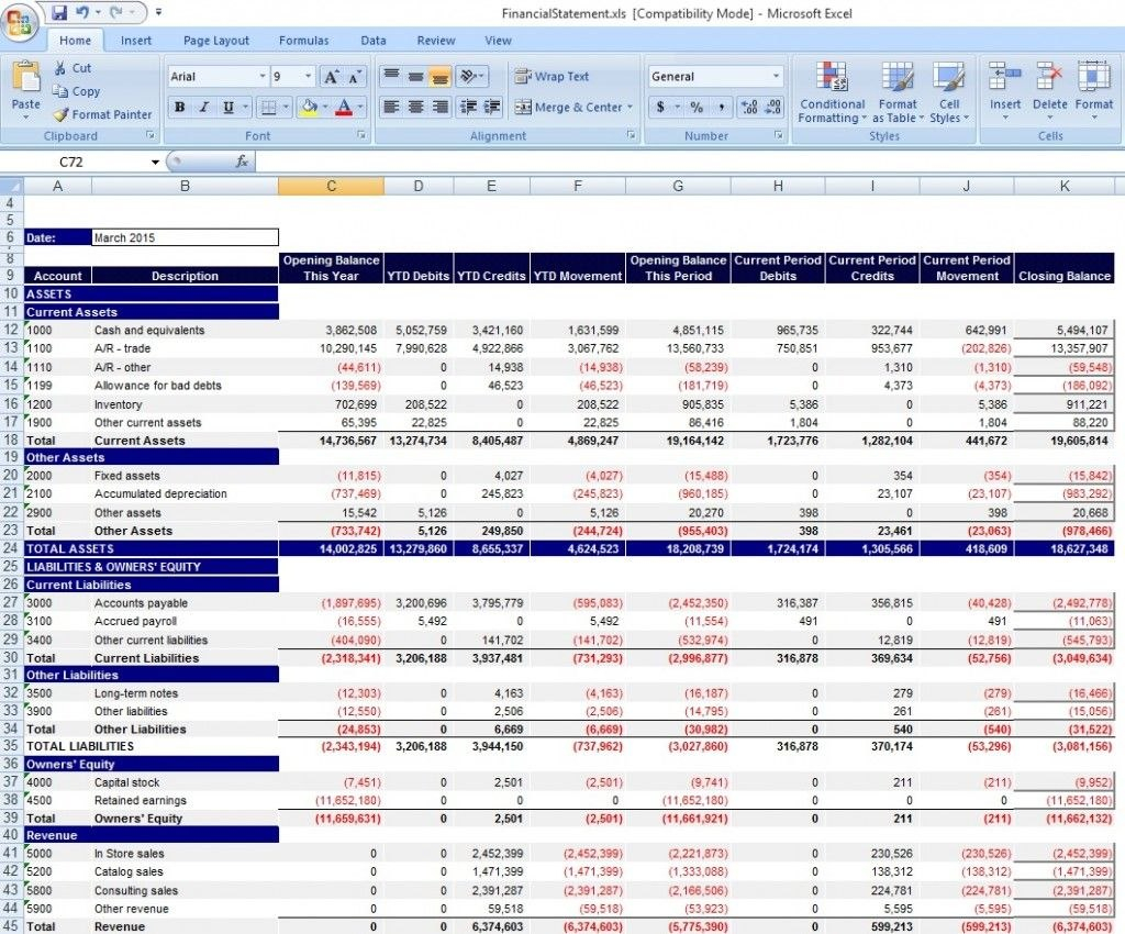 Download Personal Financial Statement Template Excel From intended for Excel Financial Report Templates