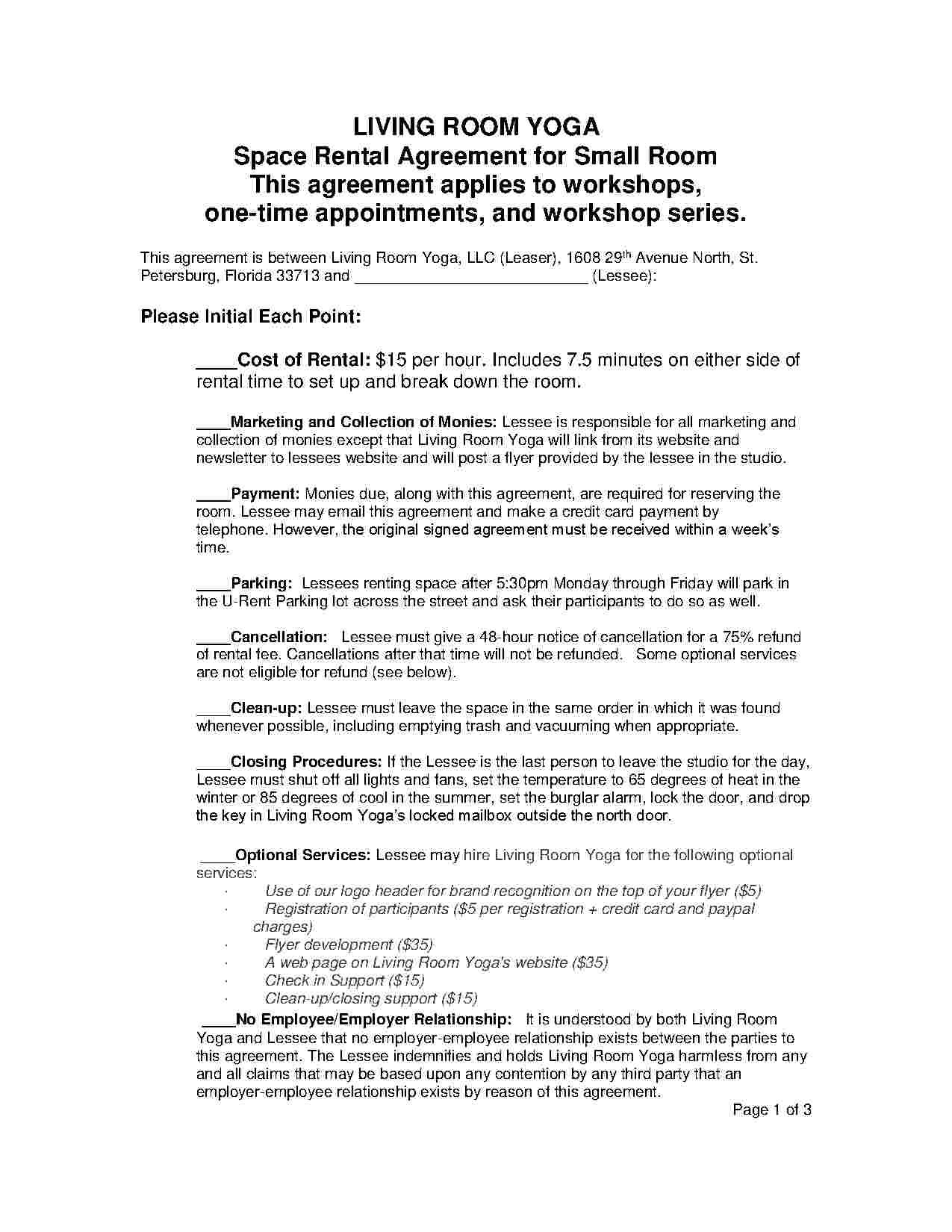 Download Room Rental Agreement Style  Template For Free At regarding Dance Studio Rental Agreement Template