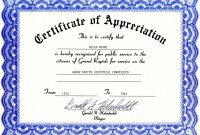 Downloaddoccertificateofrecognition with Certificate Of Appreciation Template Doc