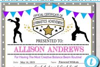 Editable Gymnastics Certificates Instant Download Gymnastics Team within Gymnastics Certificate Template