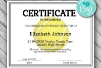 Editable Tennis Certificate Template Printable Certificate  Etsy for Tennis Certificate Template Free
