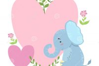 Elephant With Two Big Hearts And Plants Vector Sticker Template St throughout Blank Elephant Template