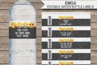 Emoji Water Bottle Labels Template  Emoji Theme Decorations within Drink Bottle Label Template