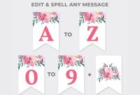 Floral Custom Party Banner Printable Template Purple And  Etsy for Bridal Shower Banner Template