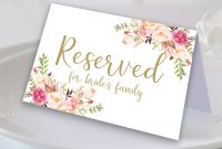 Floral Reserved Sign Reserved Printable Reserved Wedding Sign with Reserved Cards For Tables Templates