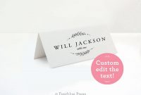 Folding Place Card Printable Instant Download Editable  Etsy inside Place Card Template 6 Per Sheet