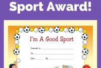 Free Award Certificate  I'm A Good Sport Primary  Behavior Charts with regard to Sports Day Certificate Templates Free