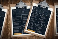 Free Beer Menu Template For Photoshop  Illustrator  Brandpacks in Adobe Illustrator Menu Template