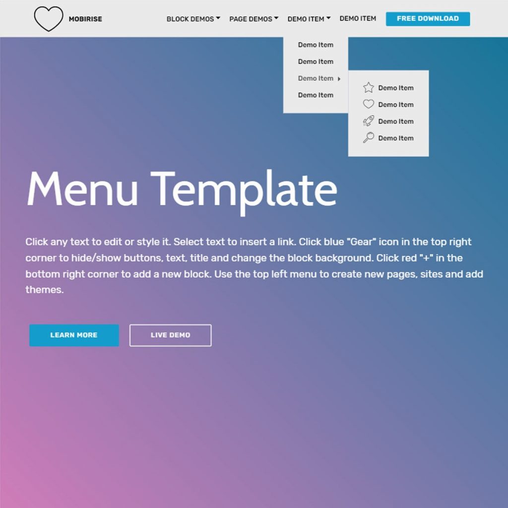 Best Free Website Menu Templates For Modern Creative Sites within Free