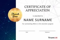 Free Certificate Of Appreciation Templates And Letters for Volunteer Of The Year Certificate Template