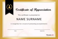 Free Certificate Of Appreciation Templates And Letters in Certificate Of Appreciation Template Doc