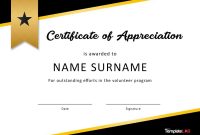 Free Certificate Of Appreciation Templates And Letters inside Volunteer Certificate Templates