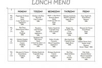 Free Daycare Menus To Print   Best Images Of Printable Preschool for Daycare Menu Template