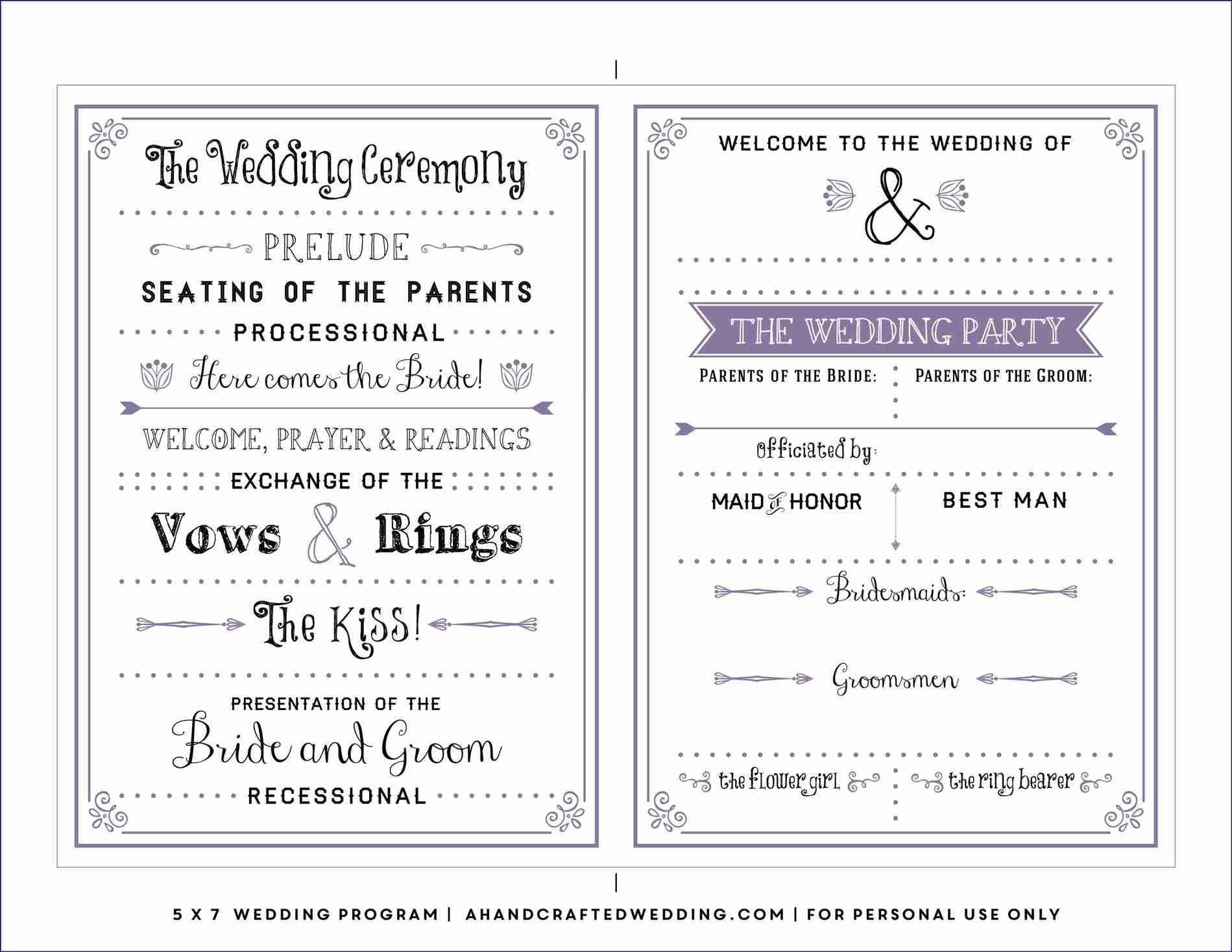Free Downloadable Wedding Program Template That Can Be Printed throughout Free Printable Wedding Program Templates Word