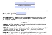 Free Independent Contractor Nondisclosure Agreement Nda  Pdf inside Mutual Non Disclosure Agreement Template