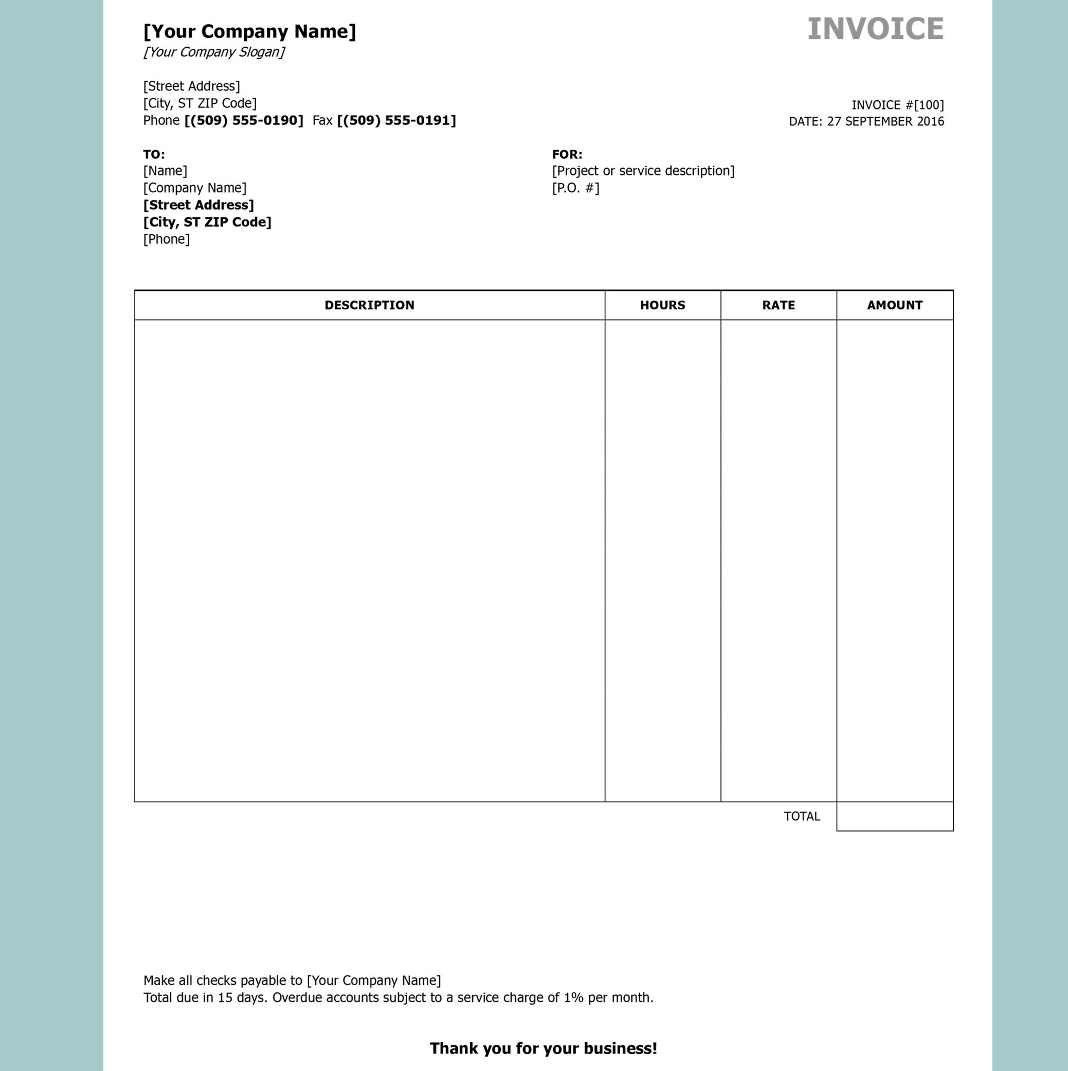 Free Invoice Templatesinvoiceberry  The Grid System intended for Generic Invoice Template Word