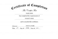 Free Kindergarten Preschool Certificate Of Completion Word With regarding Certificate Of Completion Free Template Word