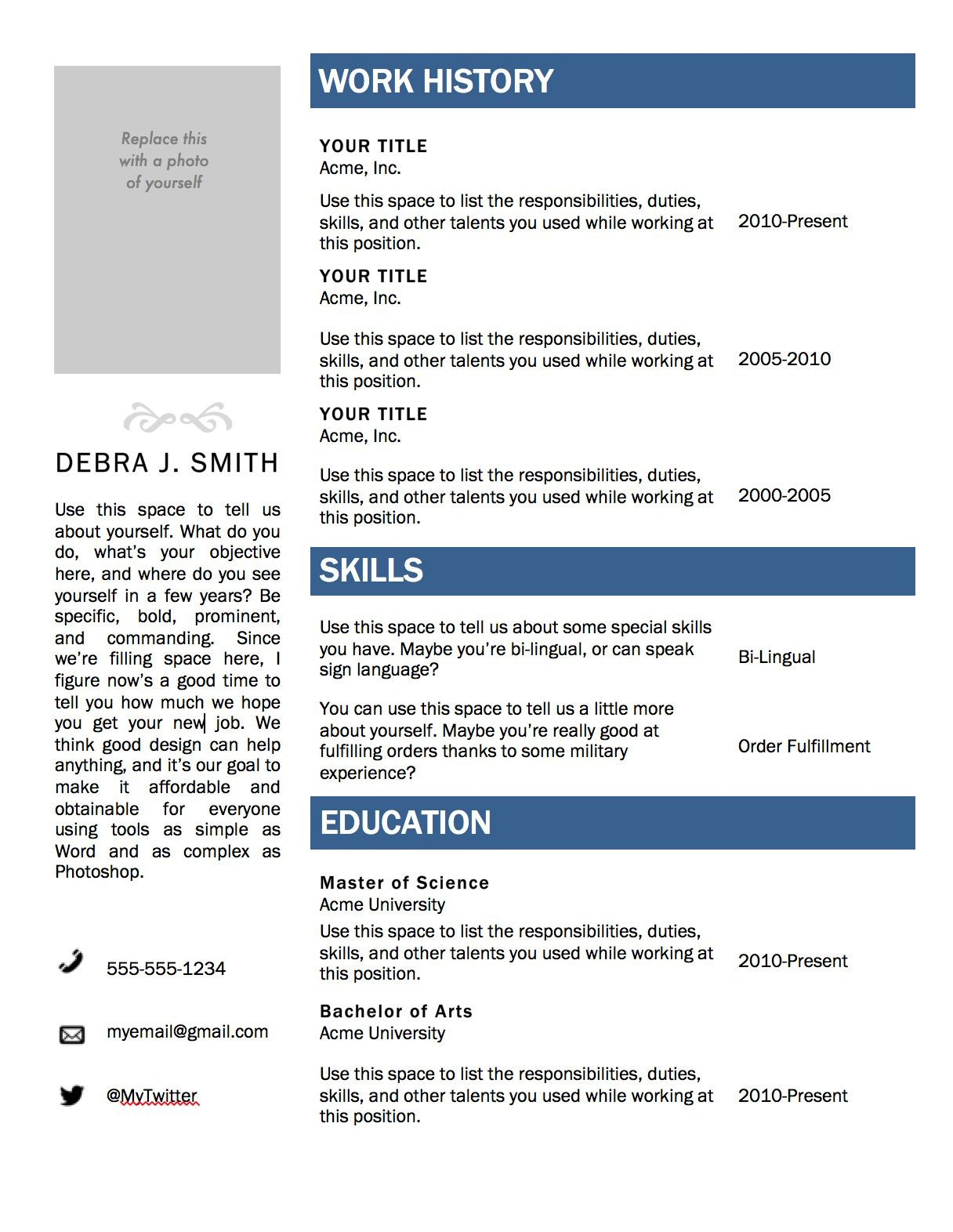 Free Microsoft Word Resume Template  Projects To Try  Microsoft in Free Resume Template Microsoft Word