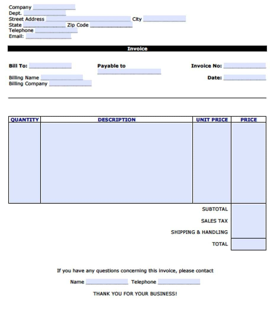 Free Personal Invoice Template  Pdf  Word  Excel with regard to Individual Invoice Template