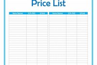 Free Price List Templates Price Sheet Templates ᐅ Template Lab with Blank Table Of Contents Template Pdf
