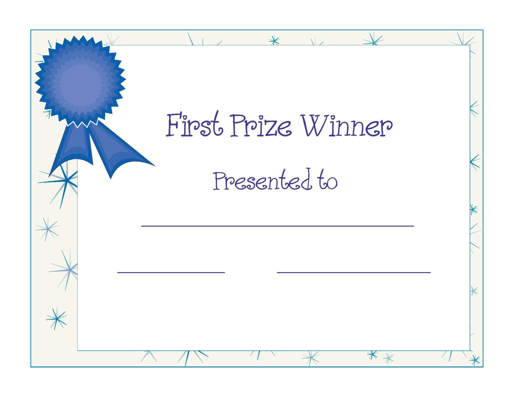 Free Printable Award Certificate Template  Free Printable First in Winner Certificate Template