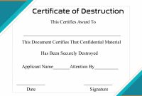 Free Printable Certificate Of Destruction Sample  Certificate Template for Destruction Certificate Template