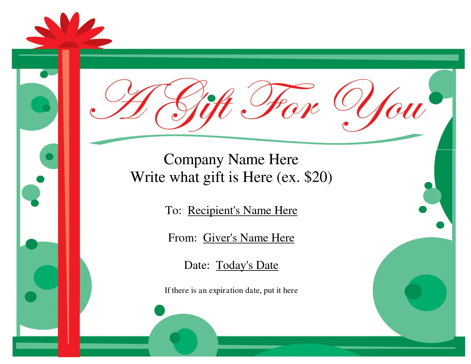 Free Printable Gift Certificate Template  Free Christmas Gift pertaining to Homemade Christmas Gift Certificates Templates
