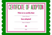 Free Printable Stuffed Animal Adoption Certificate  Free Printables in Blank Adoption Certificate Template
