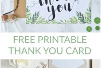 Free Printable Thank You Botanical Inspired Card  Wedding in Template For Wedding Thank You Cards