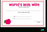 Free Printable World's Best Wife Certificates with Anniversary Certificate Template Free