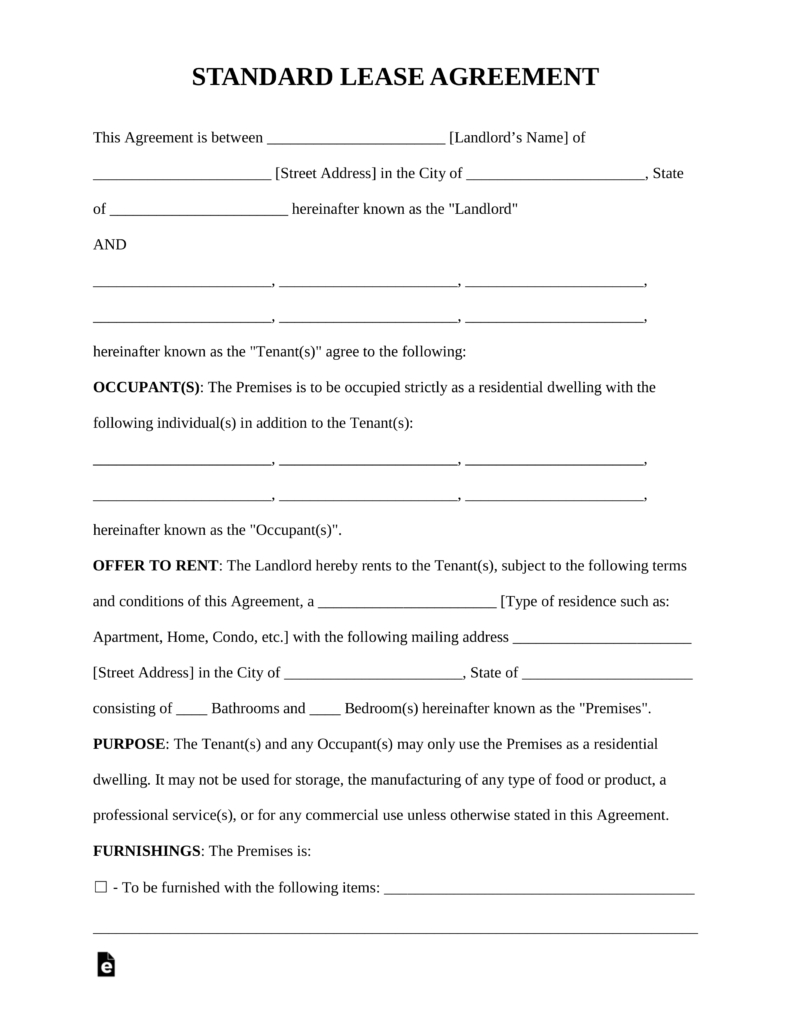 Free Rental Lease Agreement Templates  Residential  Commercial with Free Residential Lease Agreement Template