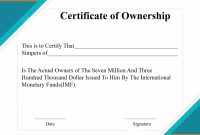Free Sample Certificate Of Ownership Templates  Certificate Template intended for Certificate Of Ownership Template
