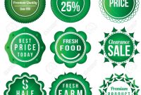 Fresh Food Product Vintage Labels Template Set Green Theme inside Food Product Labels Template