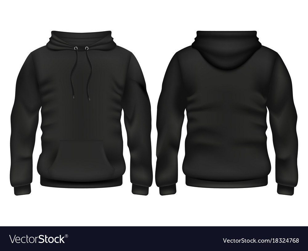 Front And Back Black Hoodie Template Royalty Free Vector throughout Blank Black Hoodie Template