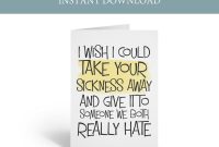 Get Well Card Printable Funny Cancer Card Printable I Wish I  Etsy with Get Well Card Template