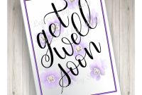 Get Well Soon Card With Purple Violets Downloadable Card Printable for Get Well Card Template