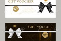 Gift Card Or Gift Voucher Template Black And White Bows And inside Black And White Gift Certificate Template Free