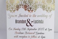 Gold Foil Wedding Invitation Set With Rsvp Card  Sample  Damask in Sample Wedding Invitation Cards Templates