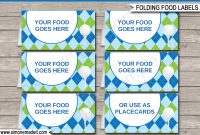 Golf Party Food Labels Template – Blue  Green  Marks Bday  Party regarding Food Label Template For Party