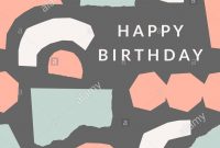 Greeting Card Template With Torn Paper Pieces In Pastel Colors And intended for Birthday Card Collage Template