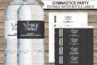 Gymnastics Party Water Bottle Labels Template within Diy Water Bottle Label Template