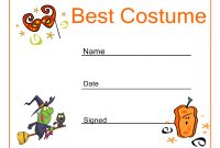 Halloween Best Costume Certificate  Haunts  Hoots In throughout Halloween Certificate Template