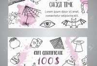 Hand Drawn Halloween Banner Free Voucher Template Ghost Time throughout Halloween Certificate Template