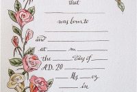 Hand Drawn  Painted Birth Certificate Perfect For A Little Girl inside Fake Birth Certificate Template