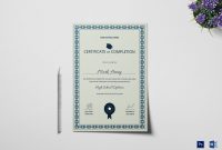 High School Diploma Completion Certificate Design Template In Psd Word in Certificate Of Completion Word Template