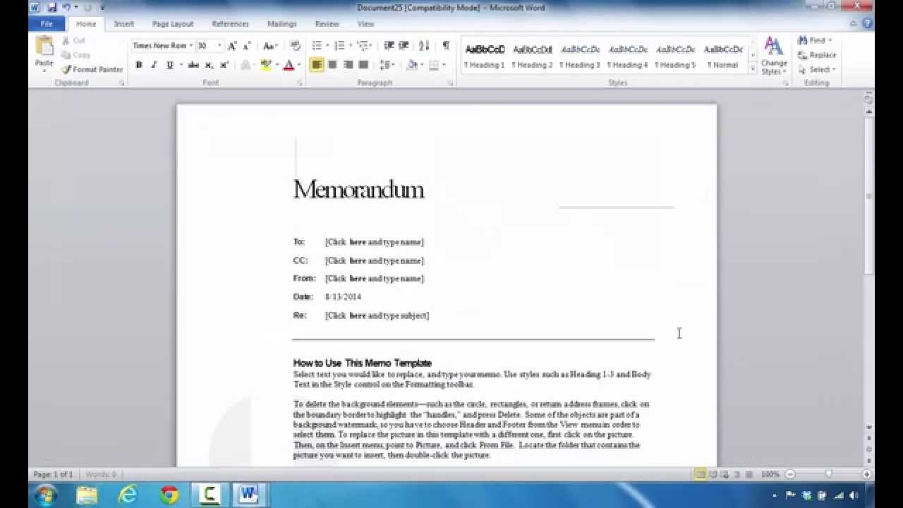 How To Create A Memo In Microsoft Word within Memo Template Word 2010